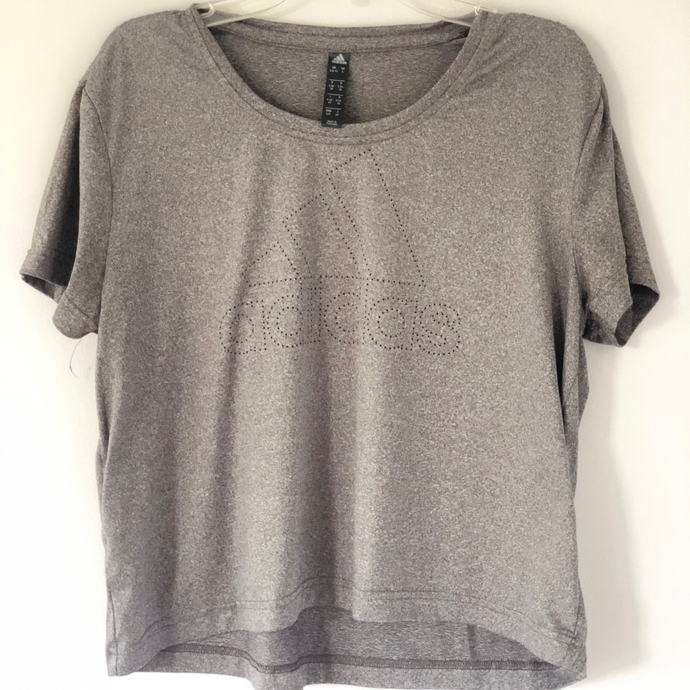Adidas Dry Fit Athletic Short Sleeve Crop Top Grey